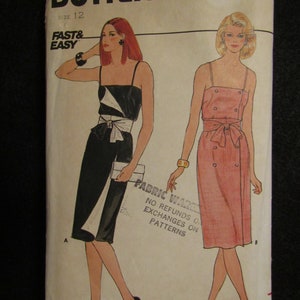 1980s&#39; Butterick Misses DRESS & SASH Pattern----Size 12