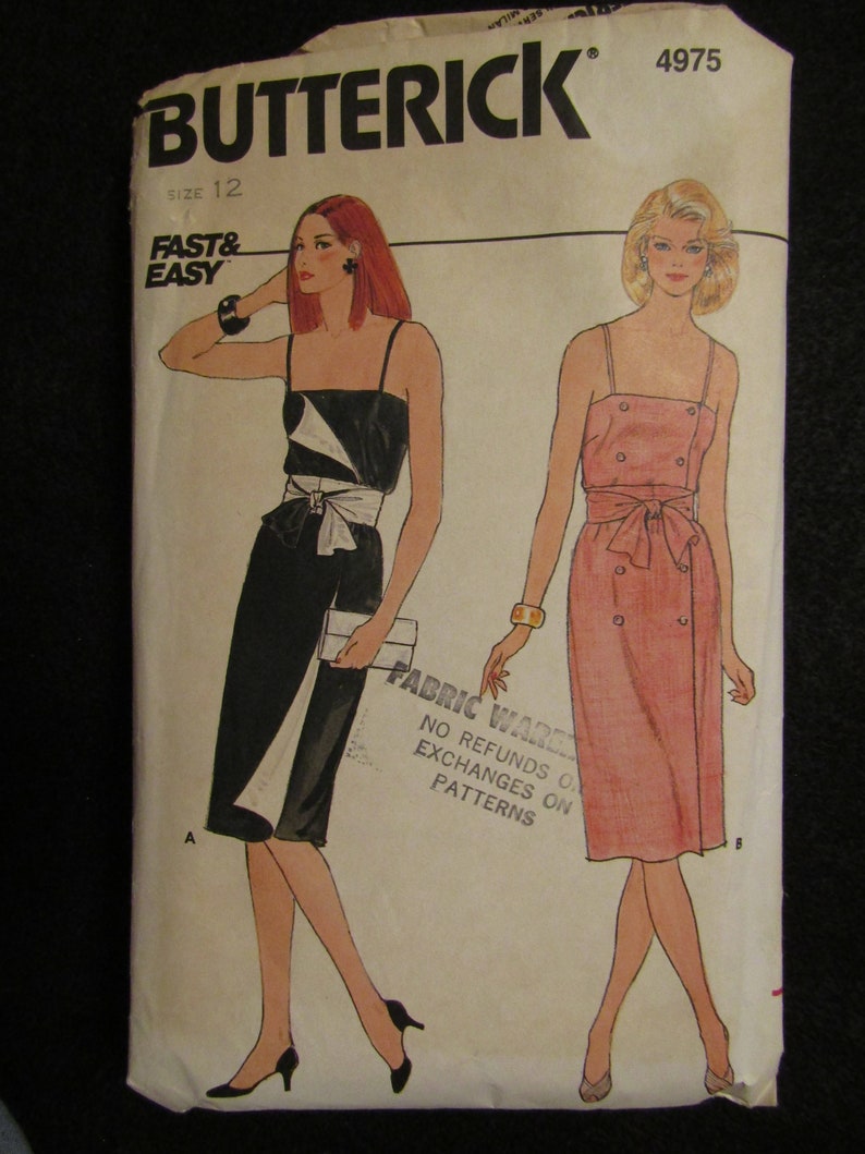 1980/'s Butterick Misses/' DRESS /& SASH Pattern----Size 12