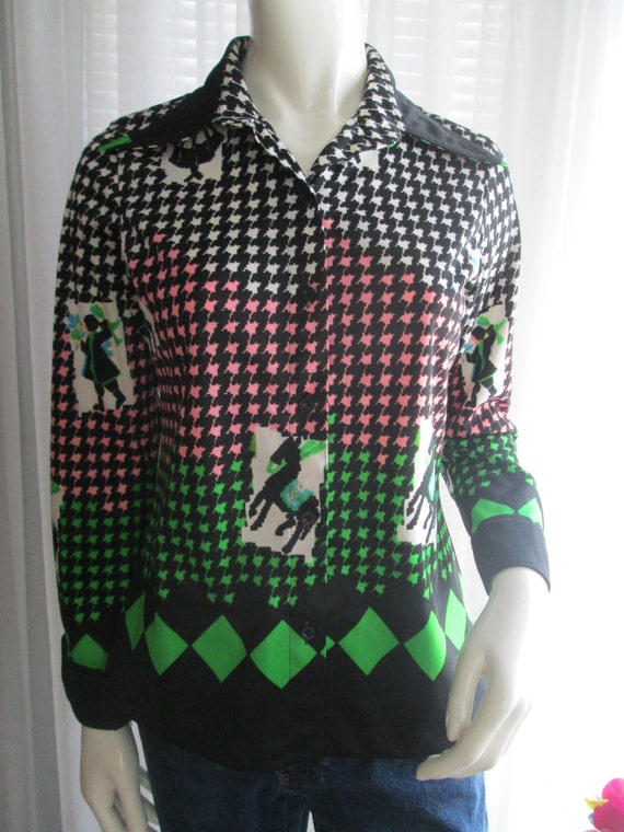1970's COLORFUL Abstract Print BLOUSE by" PS I Lo… - image 1