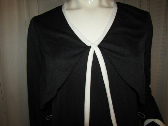 1960's/1970's Ladies Long Sleeve BLACK/WHITE DRES… - image 7