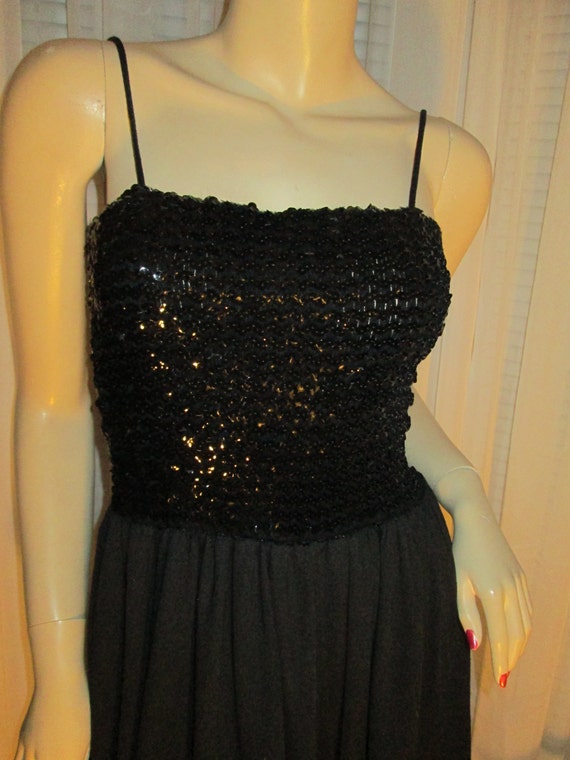 1970's Ladies BLACK Sequin Top PANT/DRESS by Appe… - image 2