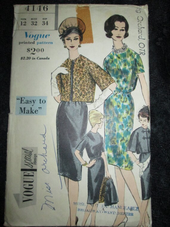 1960 Vogue Special Design Pattern One Piece Dress And Etsy