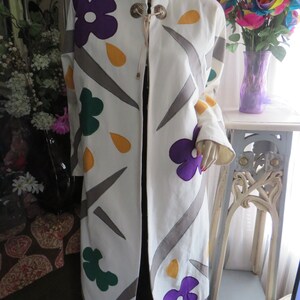 1980s'/1990s' Colorful APPLIQUED/PATCHWORK COAT By Girasol---Size M
