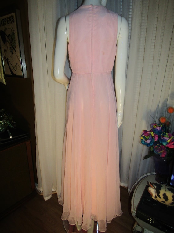 Vintage Lt PINK Floor Length FORMAL DRESS With Be… - image 5