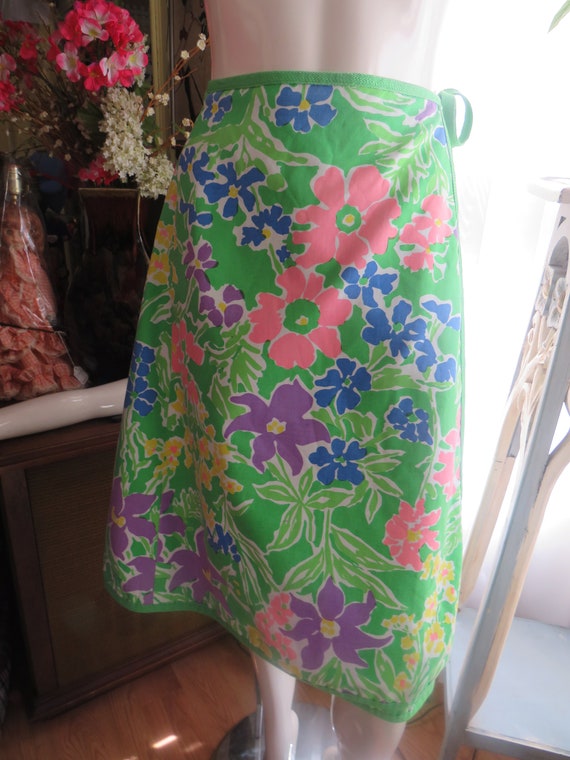 1960s' Reversible FLORAL WRAP SKIRT----No Label/Si