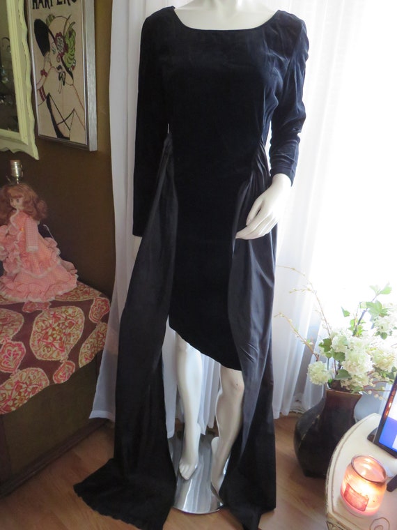 1960's Black PENCIL-Fit Sashed DRESS By AF Aldo Fa