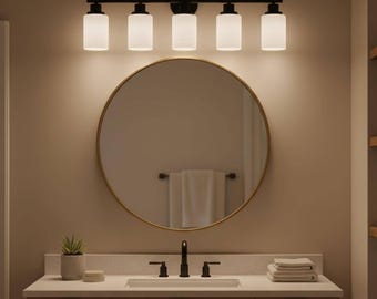 Bathroom Vanity Light Fixture Modern Mirror Lighting Black Sconce Wall Mount Glass Shade Contemporary Design Elegant Minimalist Stylish