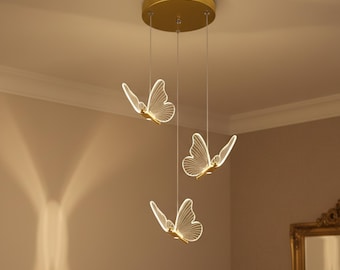 Butterfly Pendant Light Fixture Modern Ceiling Lamp Luxury Lighting Gold Chandelier Dining Room Decor Statement Hanging Led Design Elegant