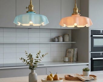 Modern Pendant Light Nordic Design Glass Shade Colorful Lighting Kitchen Ceiling Fixture Hanging Lamp Dining Room Illumination Minimalist