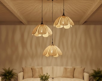 Rattan Pendant Light Wicker Hanging Lamp Shade Bohemian Chandelier Nordic Design Japandi Lighting Rustic Fixture Ceiling Installation Dining