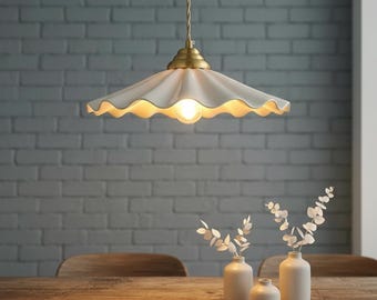 Japandi Pendant Light Ceramic Shade Copper Fixture Nordic Design Modern Lighting Kitchen Island Dining Minimalist Style Japanese