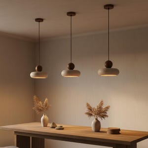 Lámpara colgante de travertino, lámpara de techo, diseño de iluminación para dormitorio, moderno y minimalista, colgante de piedra amarilla, iluminación natural, brillo cálido. imagen 7