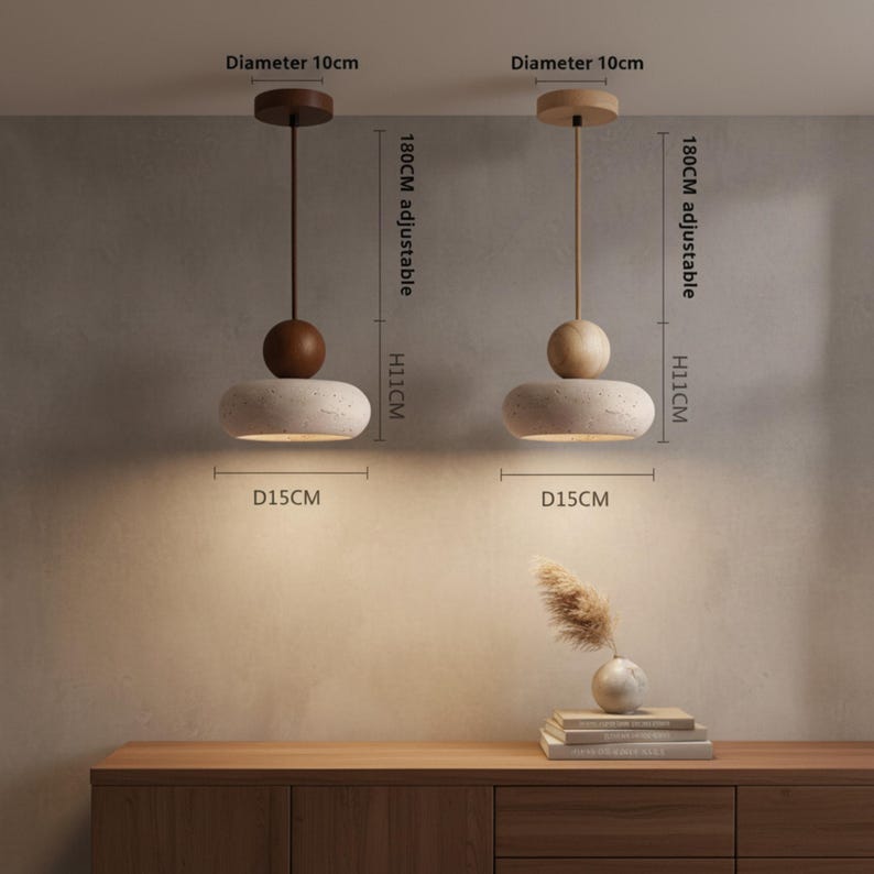 Lámpara colgante de travertino, lámpara de techo, diseño de iluminación para dormitorio, moderno y minimalista, colgante de piedra amarilla, iluminación natural, brillo cálido. imagen 9