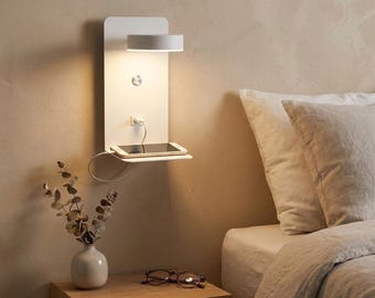 Modern Bedside Lamp Reading Light Wall Sconce Bedroom Lighting Touch Control Usb Charging Station Nightstand Black Fixture Adjustable Arm