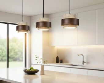 Travertine Pendant Light Stone Hanging Lamp Minimalist Ceiling Fixture Kitchen Island Dining Room Lighting Modern Bedroom Chandelier Black