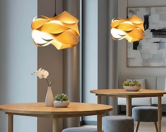 Bamboo Pendant Light Scandinavian Design Nordic Chandelier Wooden Hanging Fixture Modern Dining Room Lighting Minimalist Bedroom Lamp Shade