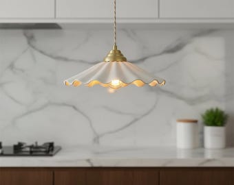 Japandi Pendant Light Ceramic Shade Copper Fixture Nordic Design Modern Lighting Kitchen Island Dining Minimalist Style Japanese