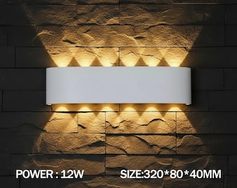 Modern Wall Light Up Down Lamp Waterproof Outdoor Aluminum Fixture Minimalist Design Contemporary Hallway Entrance Illumination House Garden