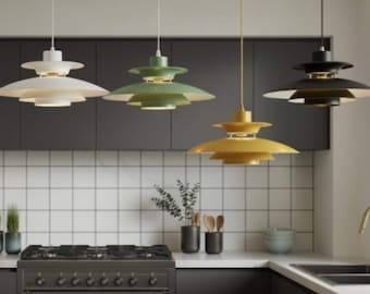 Nordic Pendant Light Fixture Modern Dining Chandelier Ceiling Lamp Kitchen Hanging Ufo Shaped Metal Shade Round Overhead Illumination