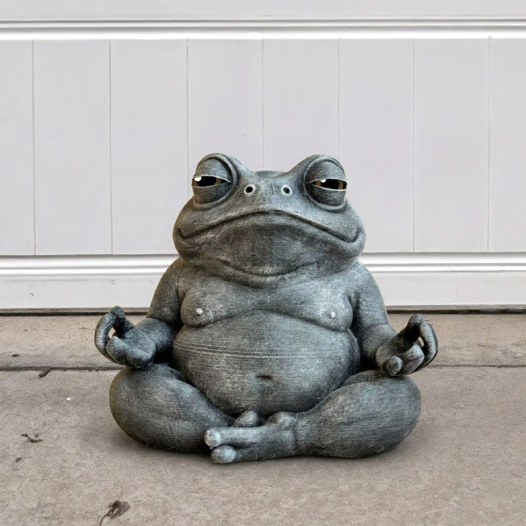Stone Meditating Frog Zen Garden Statue Concrete Yoga Frog Sculpture ...