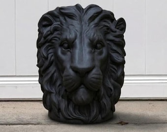 Lion Head Planter Pot Concrete Garden Sculpture Flower Vase Lion Statue Home Decor Outdoor Ornament Succulent Pot King of Jungle Patio Gift