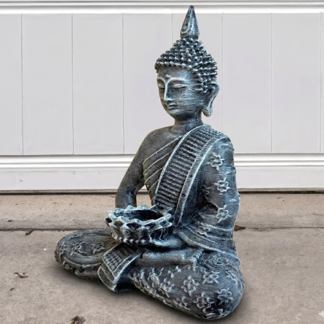 Stone Buddha Garden Statue Concrete Zen Meditation Figurine Outdoor ...