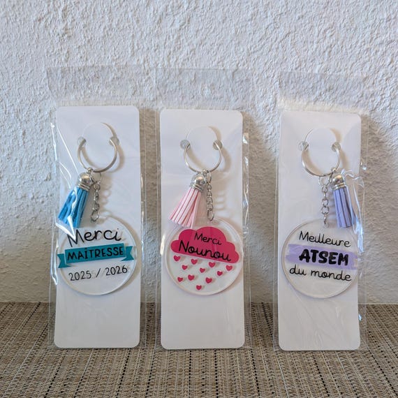 Personalized Teacher Keychain | End-of-Year Gift | Teaching Assistant - Special Needs Assistant - Nanny | Primary School Gift