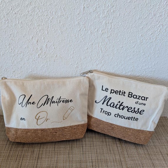 Personalized Teacher Pencil Case | End-of-Year Gift | Cork, Cotton, or Hemp Pencil Case | Teaching Assistant/Nanny