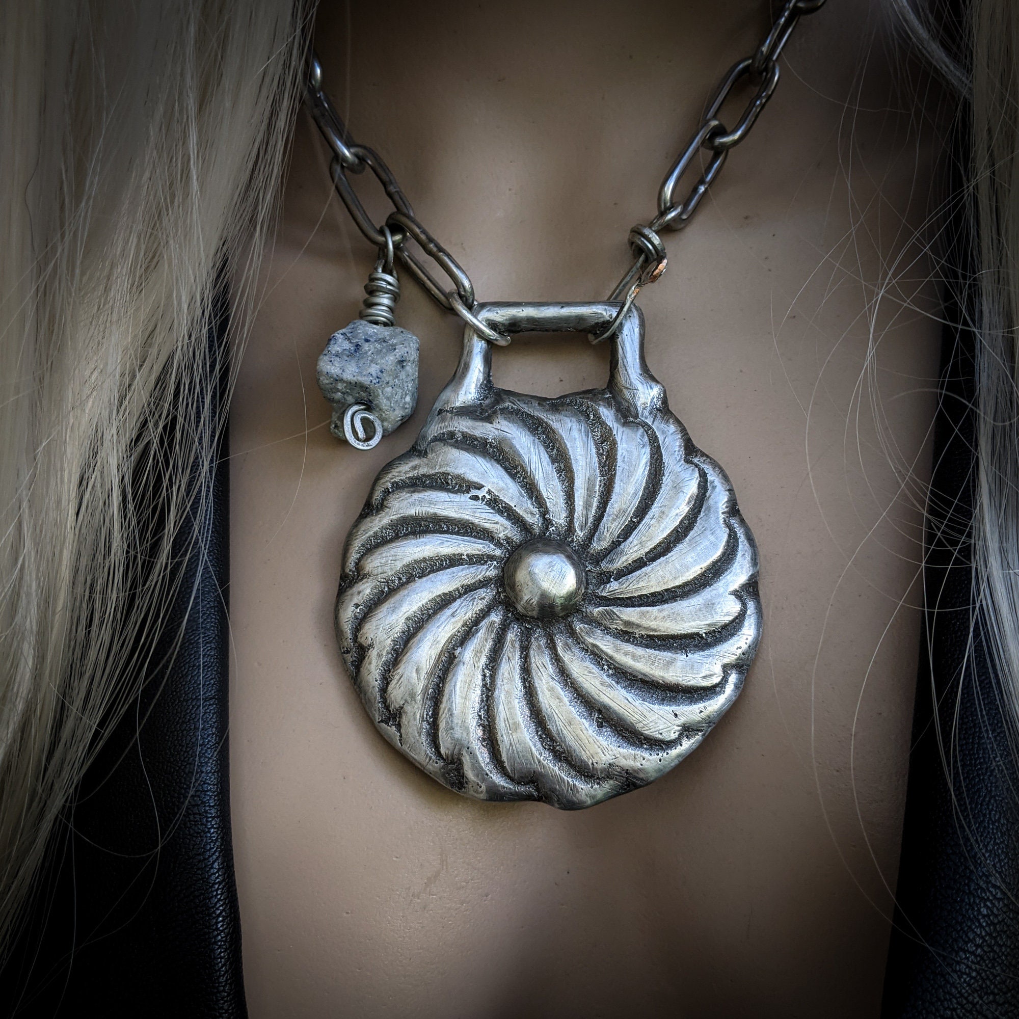 Sunburst Solar Necklace Large Silver 