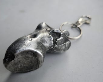 Torso Key Ring | Heavy Sand Cast Women's Distressed Body | Statement Bag Charm | Bodily Autonomy Symbol