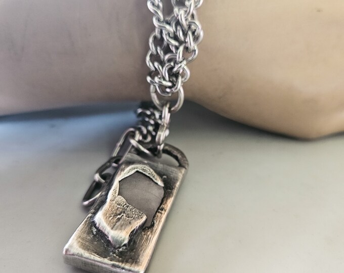 Rose Quartz and multi-chain bracelet | brutalist bracelet, raw textural jewelry