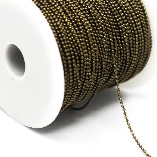 3' Bronze Ball Chain - 1.5mm - Lead and Nickel Free - 1M - Ships IMMEDIATELY from California - CH680-03