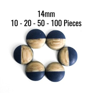 Cabochon in resina di legno da 14 mm - Resina blu e legno - 10 - 20 - 50 - 100 pezzi - Navi IMMEDIATAMENTE - Forniture per la creazione di gioielli - C694