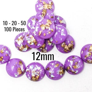Lámina de oro /Cabochons - 12 mm - Púrpura con escamas de azul claro y oro - 10 - 20 - 50 - 100 piezas - Barco RÁPIDO - Suministros de fabricación de joyas - C966