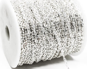 330ft Flat Cable Chain Spool - 4x3mm - Silver Plated - 100M - Ships IMMEDIATELY from California - CH741