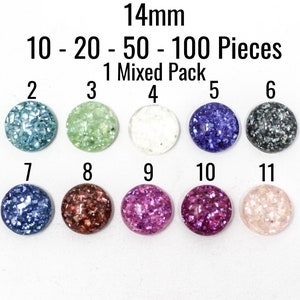 Cabujones de lámina de 14 mm - U PICK - 10 - 20 - 50 - 100 Piezas - Se envía INMEDIATAMENTE - Suministros para la fabricación de joyas - C897