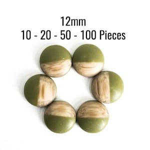 12mm Holz Harz Cabochons - Grünes Harz & Holz - 10 - 20 - 50 - 100 Stück - Schmuckherstellung Lieferungen - Schiffe SOFORT - C705
