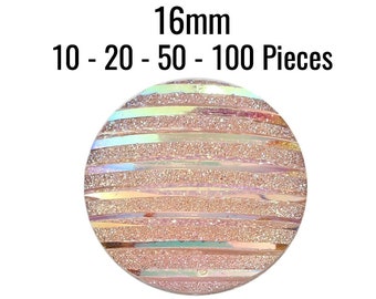 16mm Druzy Cabochons - Peach Stripes - Glitter - AB Color - 10 - 20 - 50 - 100 Pieces - Ships IMMEDIATELY from California - C449