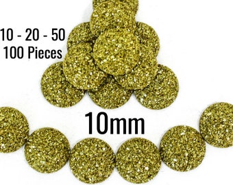 10mm Druzy Cabochons - Antique Gold - 10 - 20 - 50 - 100 Pieces - Jewelry Making Supplies - Ships IMMEDIATELY - C766