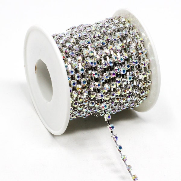 3' Rhinestone Cup Chain - 3mm - AB Crystals - 3 Feet - Jewelry Making Supplies - Ships IMMEDIATELY - CH966-03