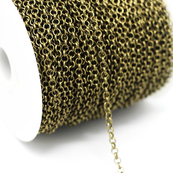 25' Bronze Rolo Chain Chain - 4mm - Lead and Nickel Free - 7M - 25 Feet - Jewelry Making Supplies - Ships IMMEDIATELY - CH687-25