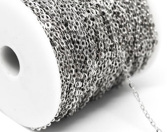 165' Cable Chain - 5x3mm - Antique Silver - Flat Links - 50M - Jewelry Making Supplies - Ships IMMEDIATELY - CH953-165