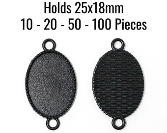 Black Pendant Trays - Holds 25x18mm - 36x20mm - 10 - 20 - 50 - 100 Pieces - Jewelry Making Supplies - SC1650