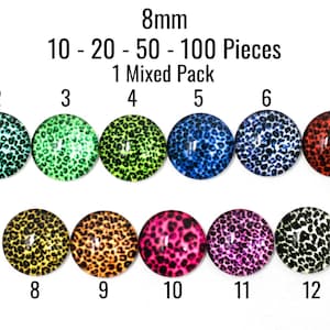 8mm Leopard Cabochons - U PICK - Leuchtende Farben - Glas - 10 - 20 - 50 - 100 Stück - Schmuckherstellung Zubehör - Schiffe SOFORT - C784