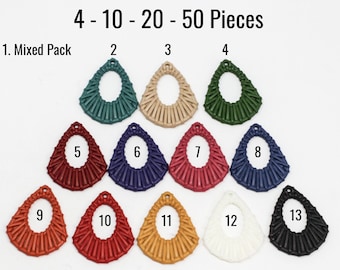 Woven Teardrop Pendants - Assorted - U PICK - Rattan Design - Double Sided - 41x34mm - 4 - 10 - 20 - 50 Pcs - Ships IMMEDIATELY - EF763