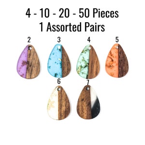 Wood Resin Pendants - U PICK - Gold Foil & Wood Teardrops - 22x15mm - 4 - 10 - 20 - 50 Pieces - Ships FAST - Jewelry Making Supplies - EF774