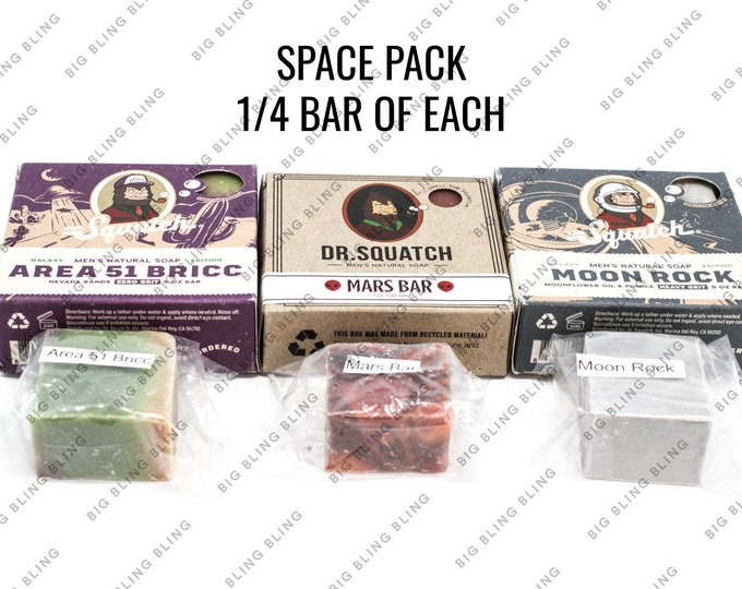 Dr Squatch Soap Samples LIMITED Edition 3 1/4 Bars LARGER Area 51 Bricc Mars Bar and Moon Rock