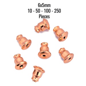 Bullet Earring Backs - Rose Gold - 6x5mm - 10 - 50 - 100 - 250 Pieces - Ships IMMEDIATELY - Jewelry Making Supplies - EF871
