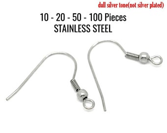 Ear Wire Hooks - STAINLESS STEEL 304 - 23x22mm - 10 - 20 - 50 - 100 Pieces - Ships Immediately from USA - EF61