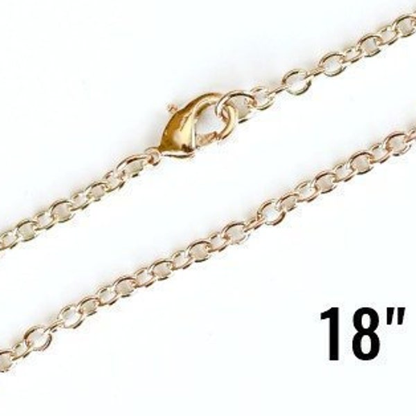 24K Gold Plated Necklace -  Rolo Chain - 3mm - 18" - Ships IMMEDIATELY - Jewelry Making Supplies - CH872